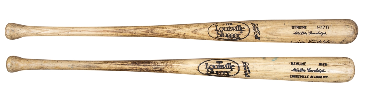 Lot of (2) Willie Randolph Game Used & Signed Louisville Slugger H176 Model Bats (Randolph LOA)